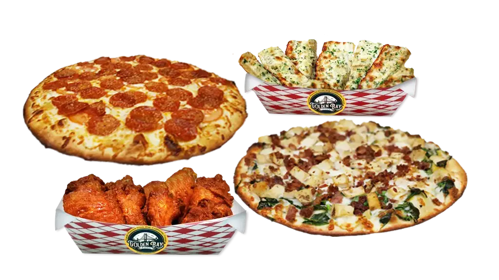 2 Large Pizzas + 8 Wings + Garlic Bread Deal